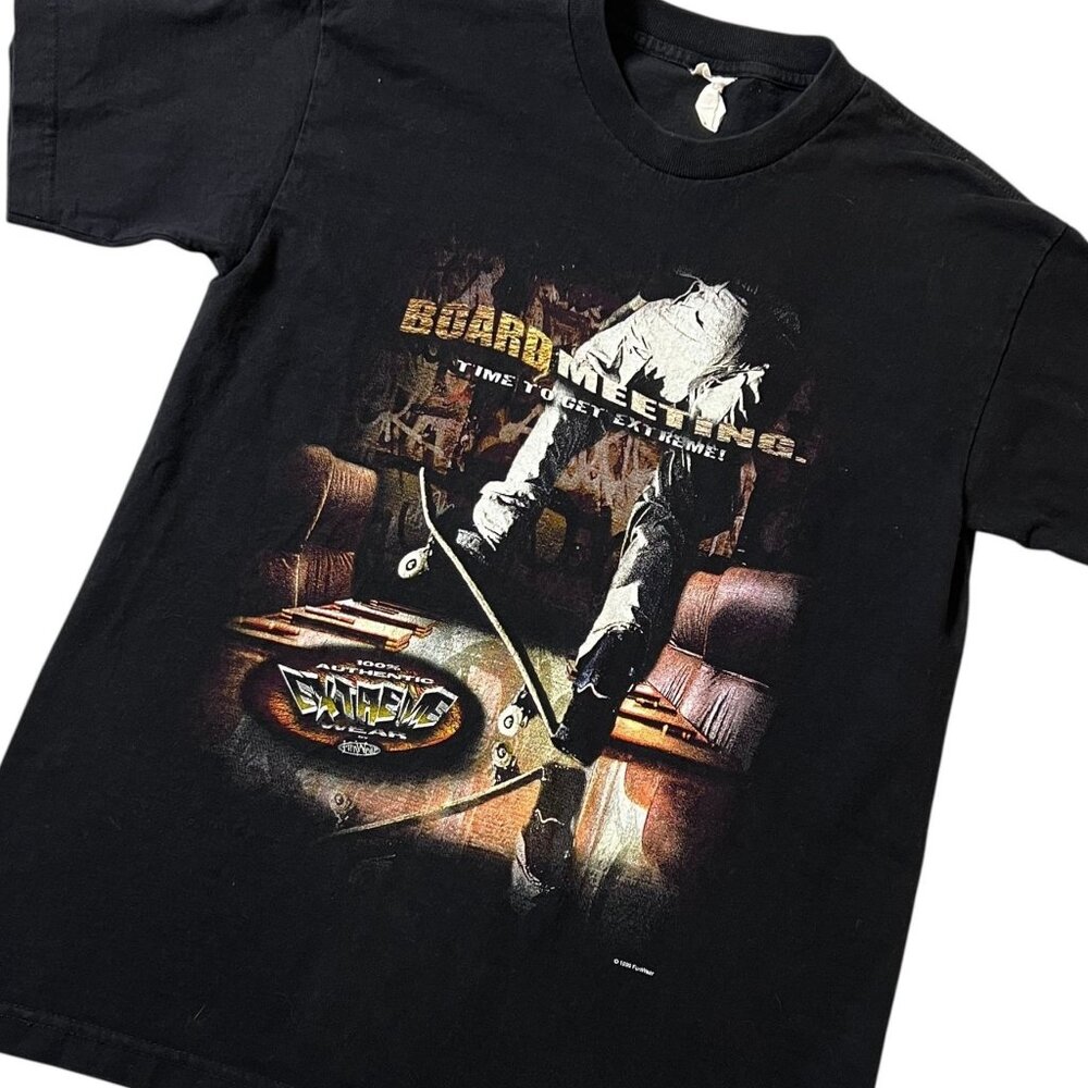 Vintage 1999 FunWear Board Meeting Skate T-Shirt Black Kids XL Fits Adult S/M